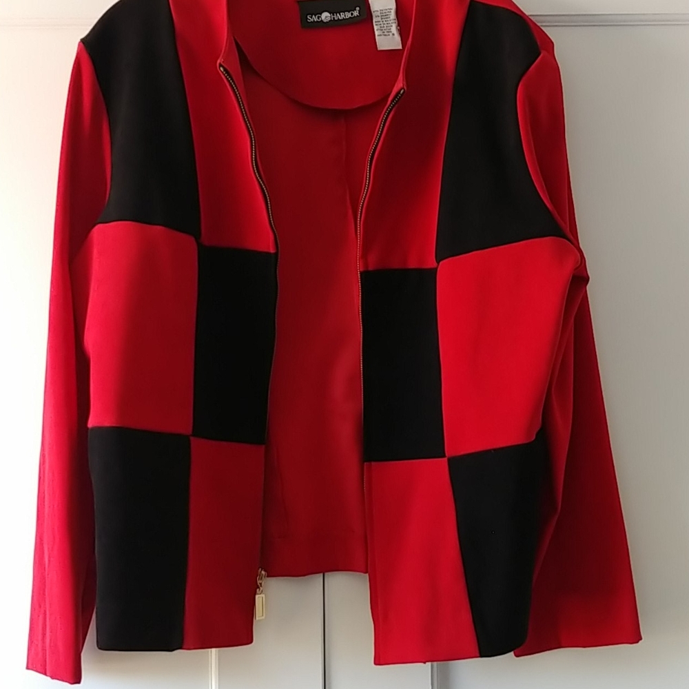 Sag Harbor Color Block Zip Front Suit Jacket - Picture 4 of 4